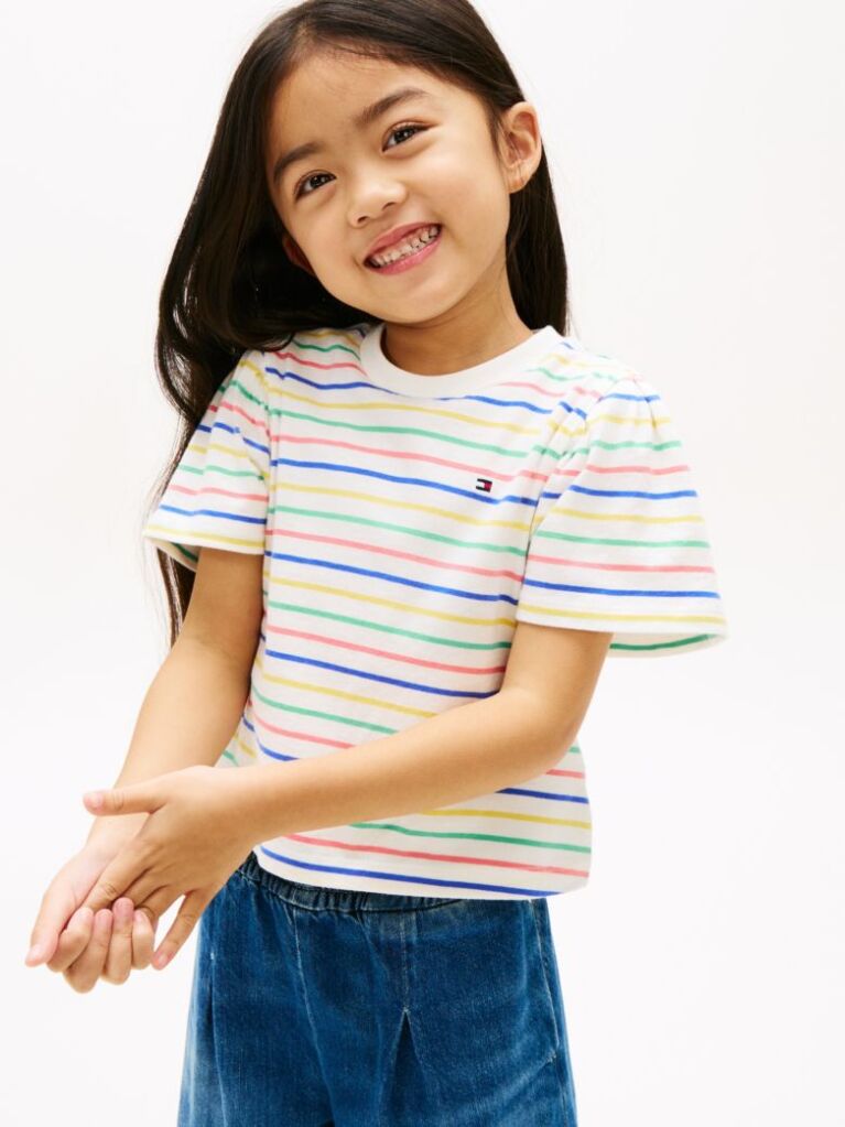 Multi Bluza Relaxed Cu Guler Rotund Si Dungi  Fete