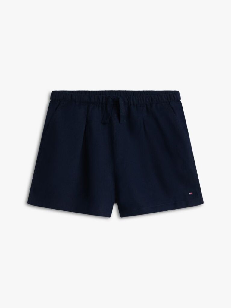 Blue Pantaloni Scurti Largi Din Amestec De In Mercerizat  Fete