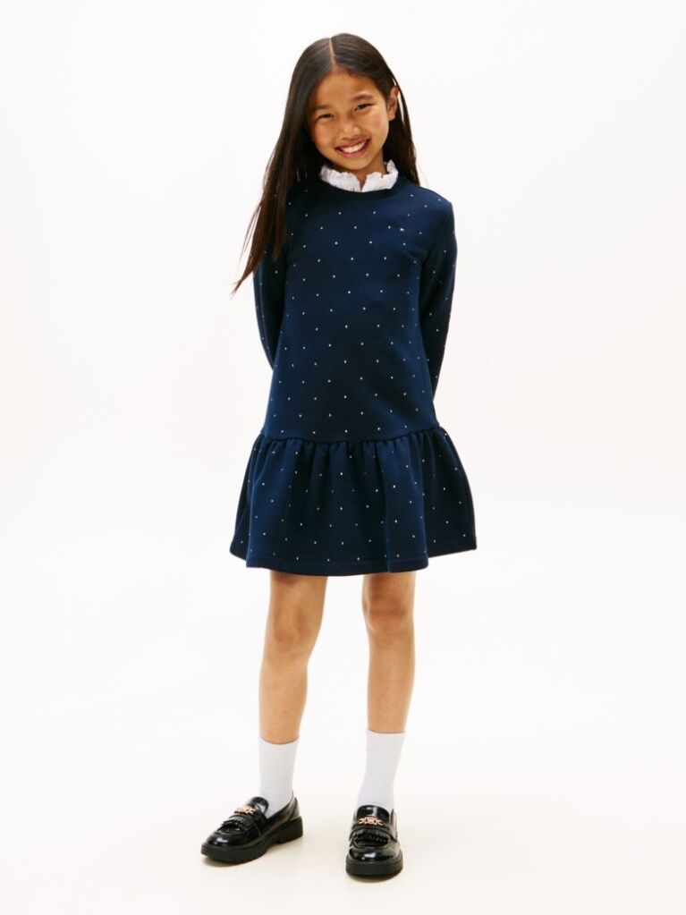 Blue Rochie Festive Stud Skater Cu Fleece Si Croiala Lejera  Fete