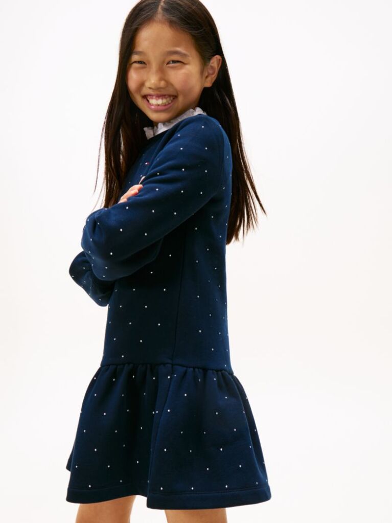 Blue Rochie Festive Stud Skater Cu Fleece Si Croiala Lejera  Fete