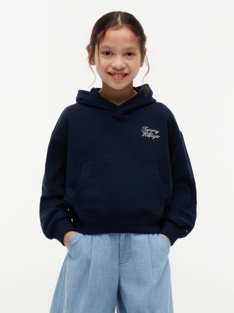 Blue Relaxed Rope Logo Hoody  Girls