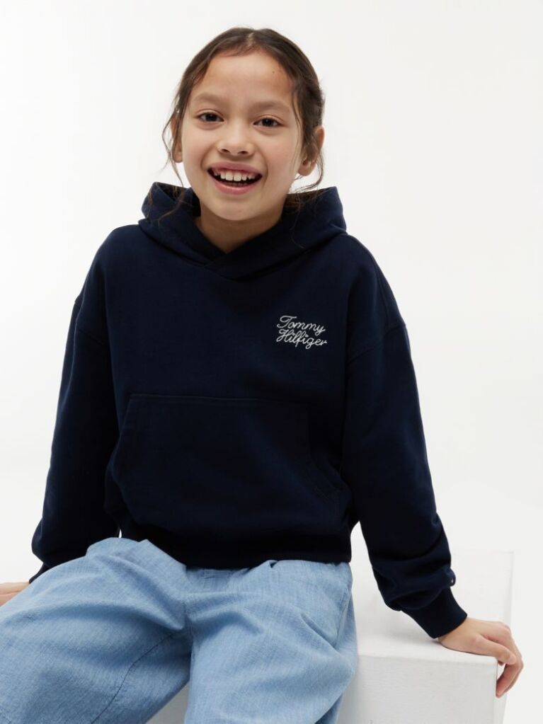 Blue Relaxed Rope Logo Hoody  Girls