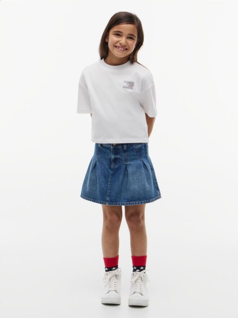 White Rhinestone Jersey T-Shirt  Girls