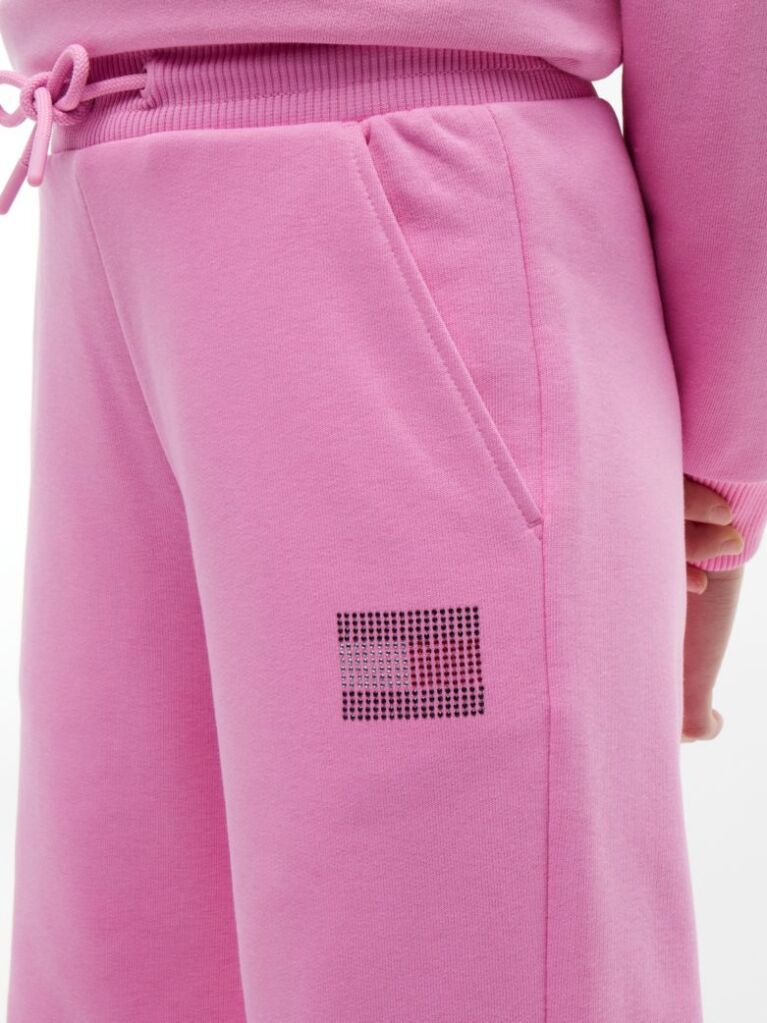 Roz Pantaloni Joggers Terry Cu Croiala Lejera Si Strasuri  Fete