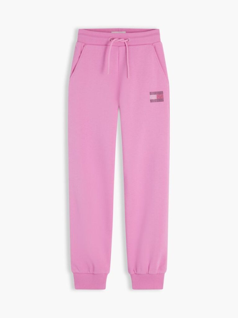 Roz Pantaloni Joggers Terry Cu Croiala Lejera Si Strasuri  Fete