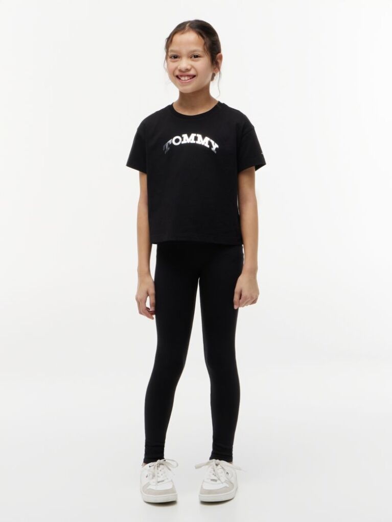 Negru Essential Hilfiger Monotype Set Din T-shirt Si Pantaloni  Fete