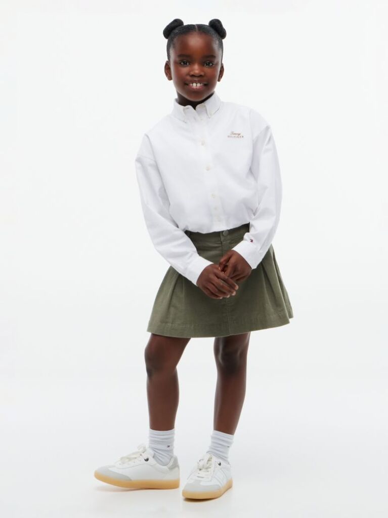 Alb Camasa Cu Croiala Regular Si Steag Pe Spate  Fete