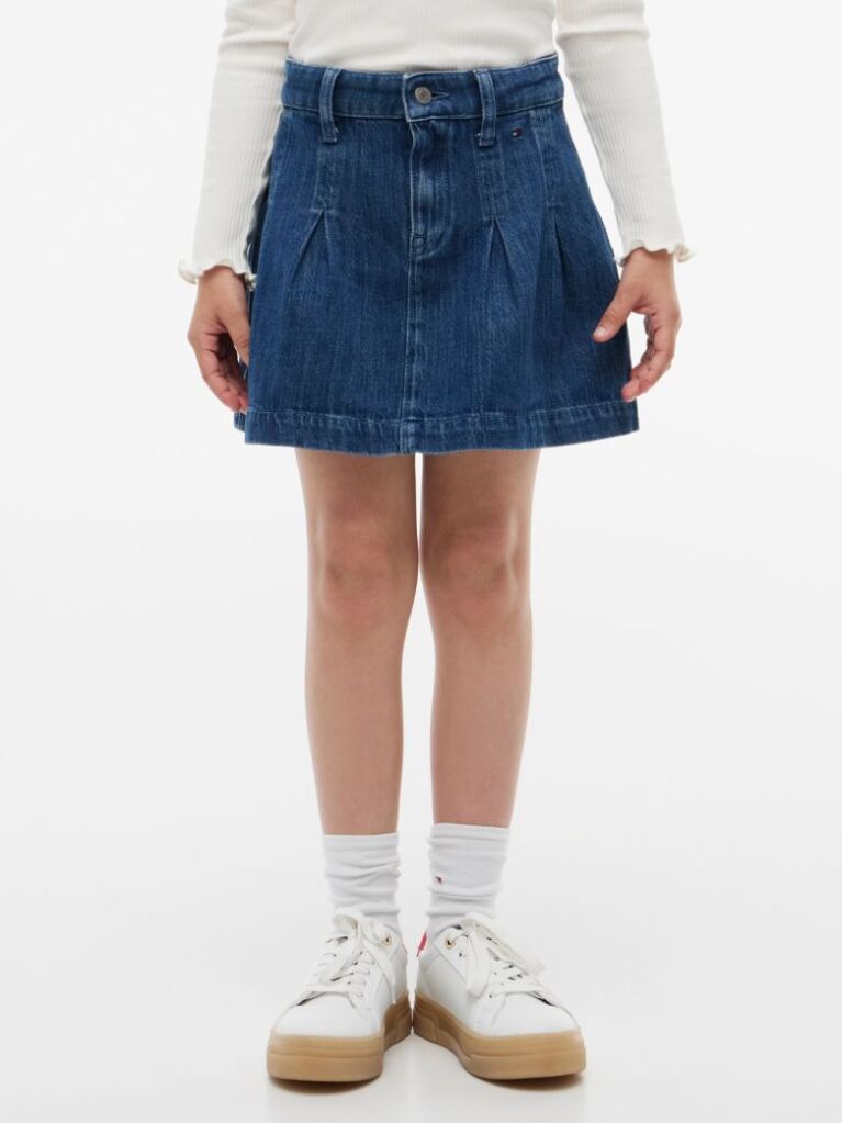 Blue Pleated Denim Skirt  Girls