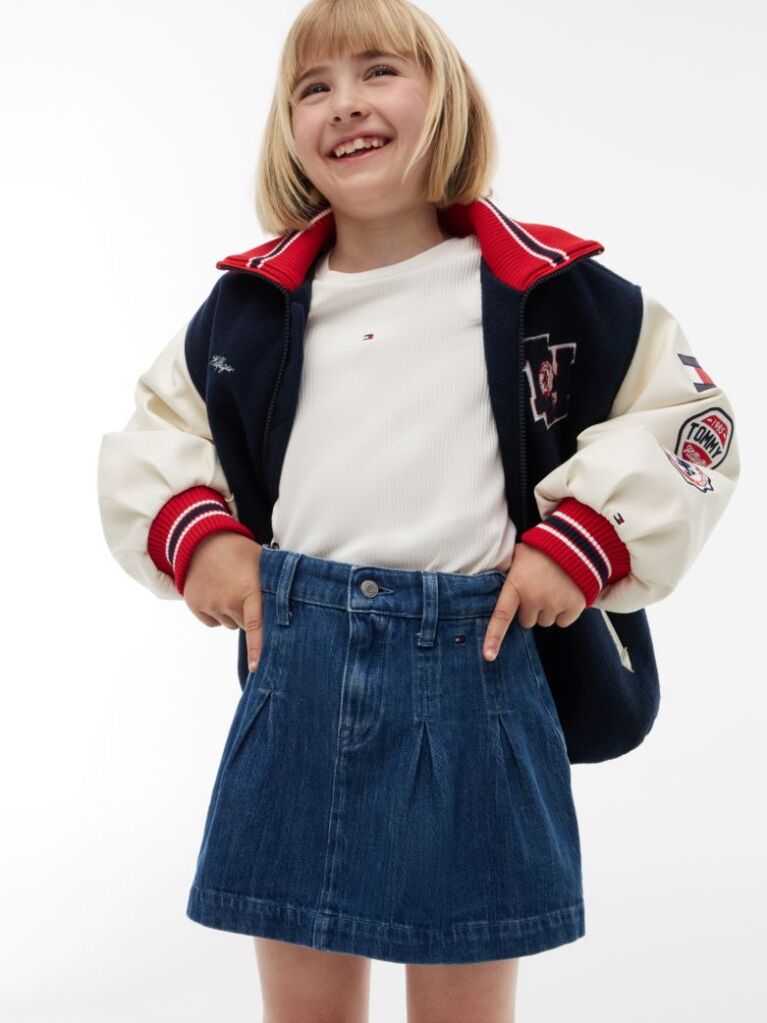 Blue Pleated Denim Skirt  Girls