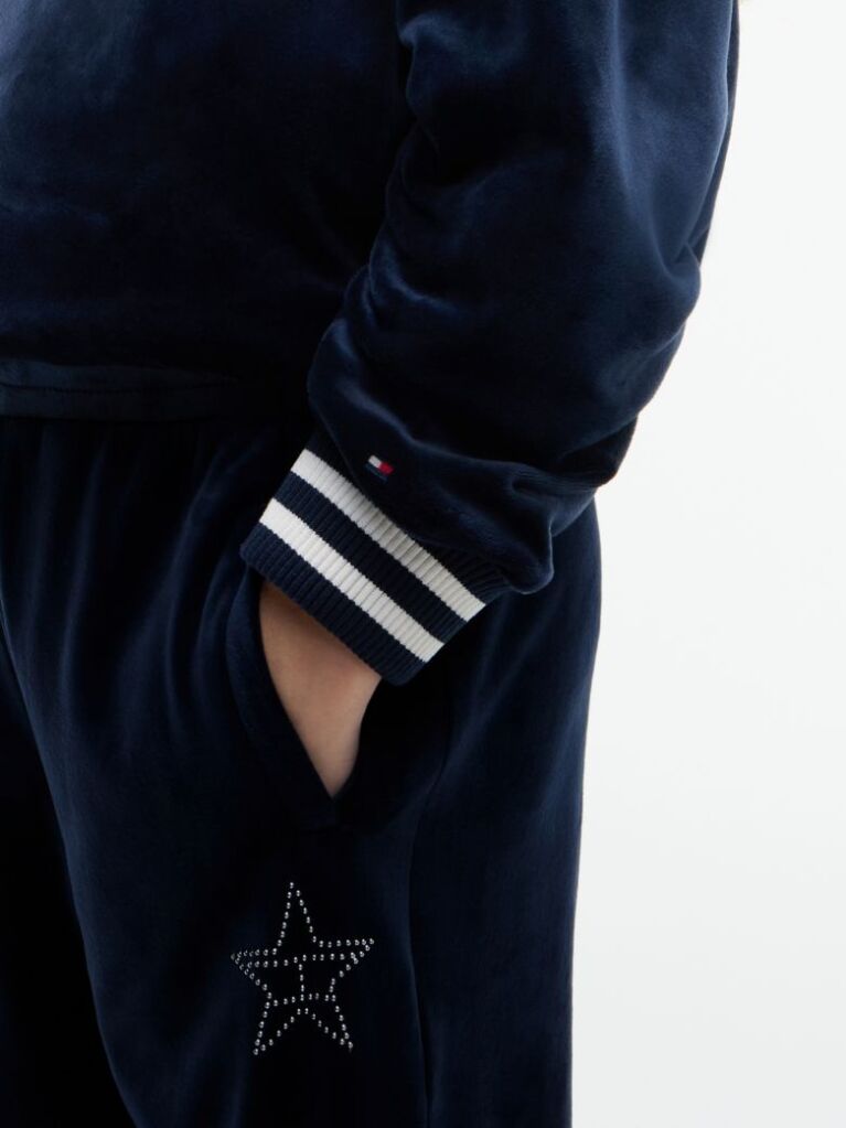Blue Star Flag Velour Wide Leg Joggers  Girls