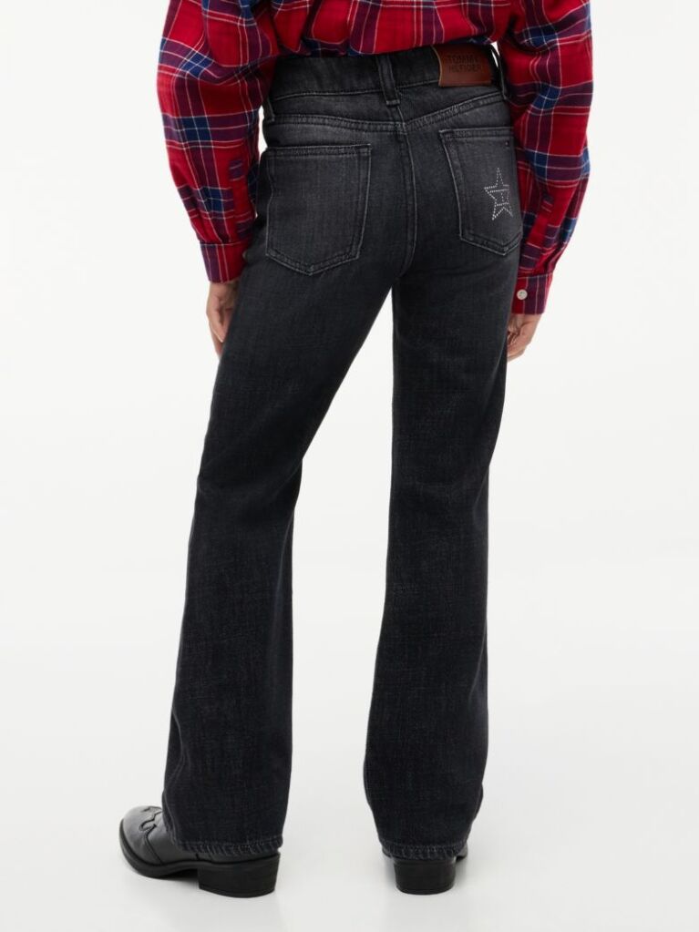 Black Stud Flag Logo Flared Jeans  Girls