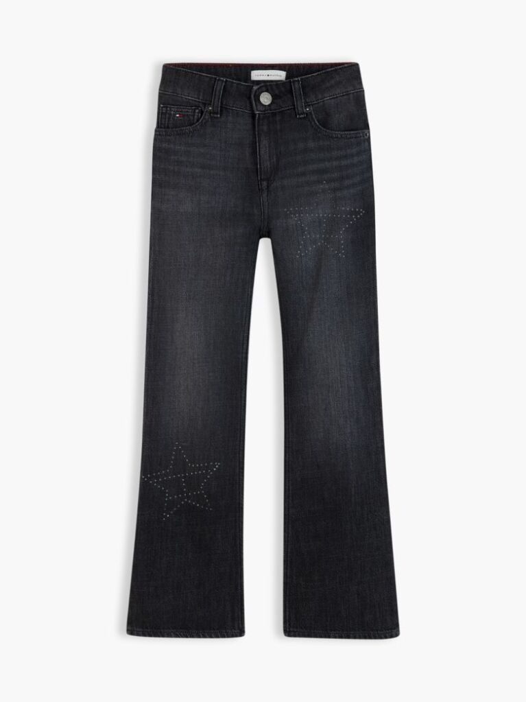 Black Stud Flag Logo Flared Jeans  Girls