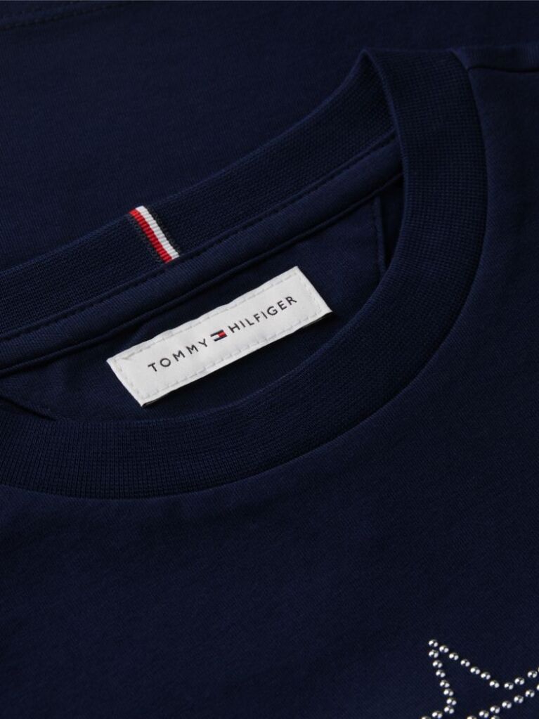 Blue T-Shirt Extra Slim Cu Maneca Lunga Si Steag  Fete