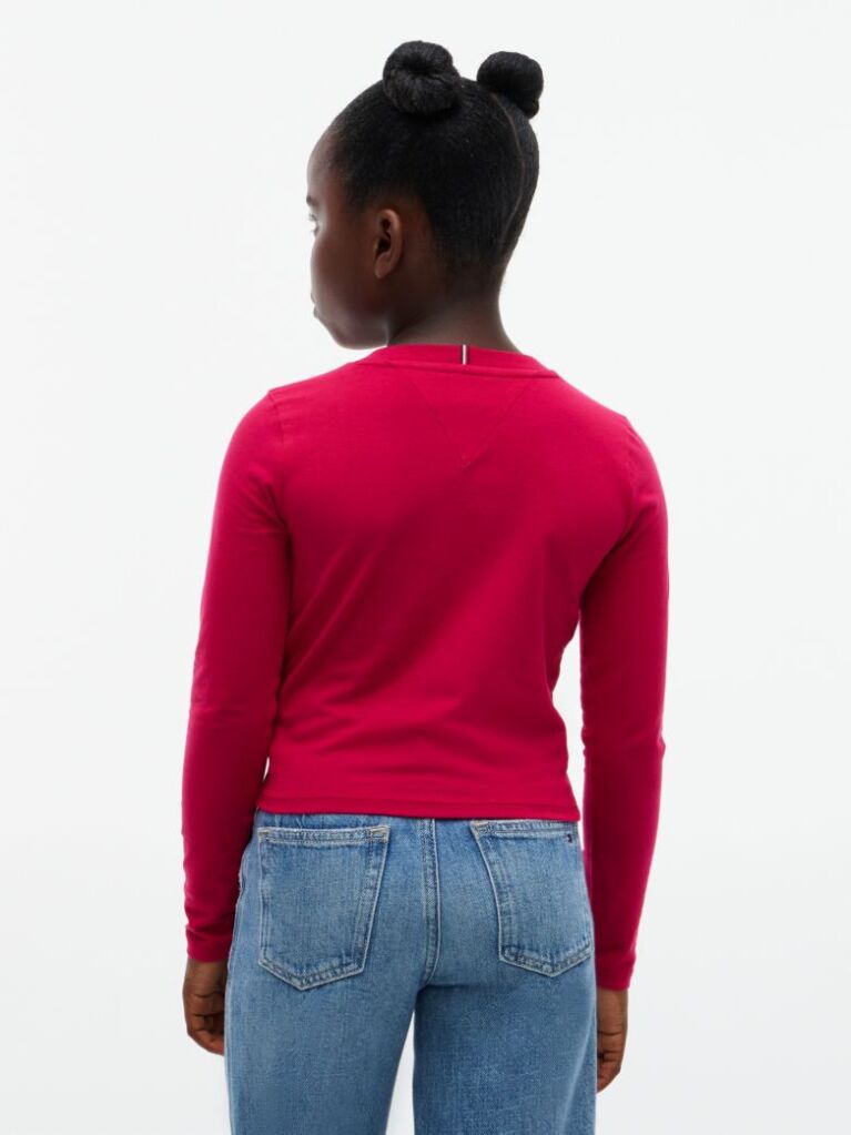 Rosu T-Shirt Extra Slim Cu Maneca Lunga Si Steag  Fete
