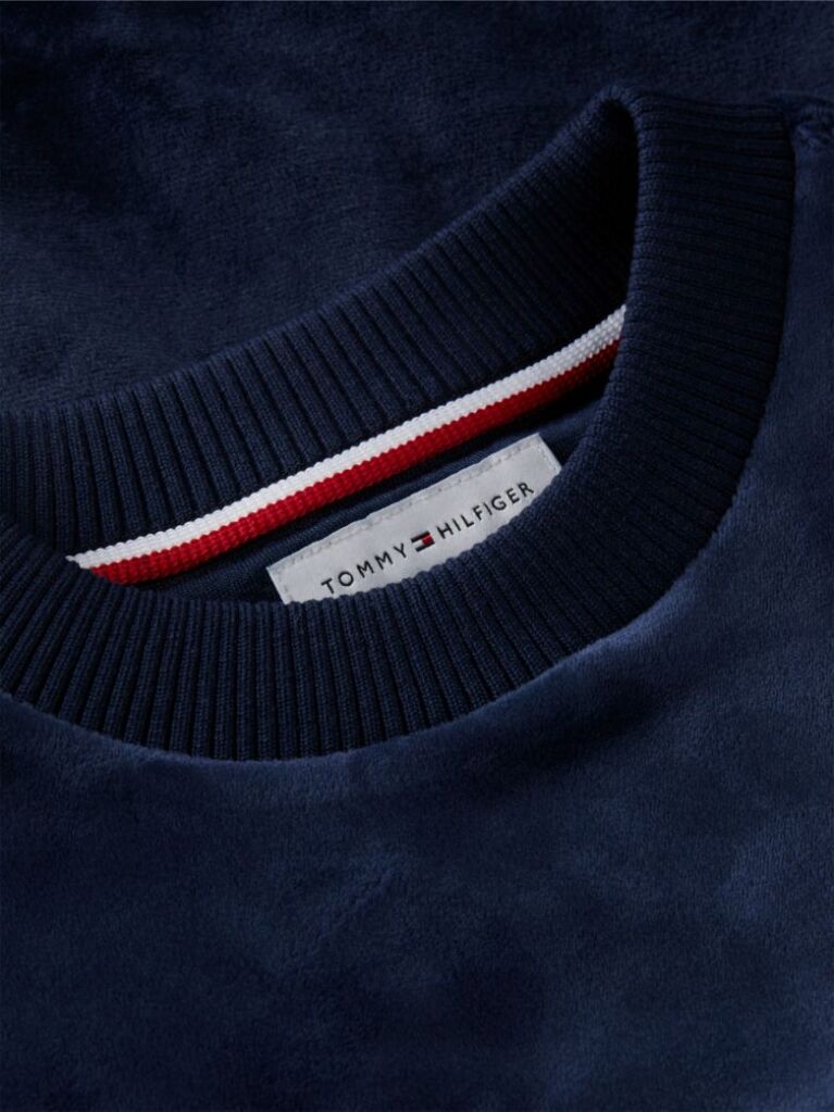 Blue Star Flag Velour Crew Neck Sweatshirt  Girls