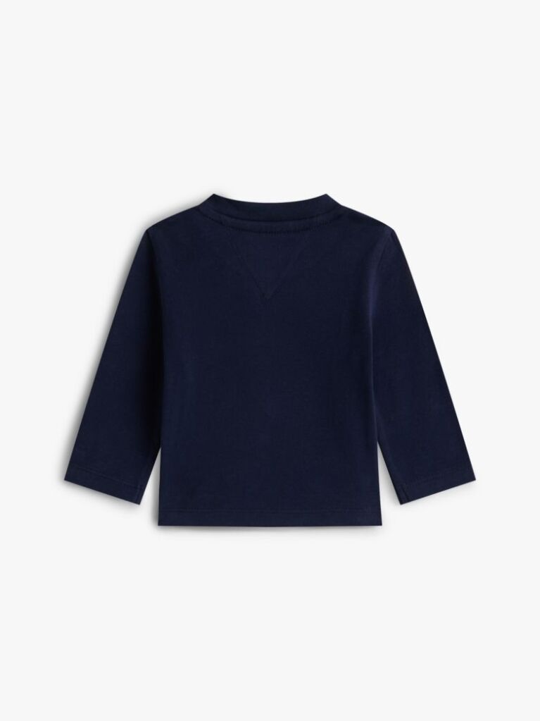 Blue Textured Logo Long Sleeve T-Shirt  Newborn