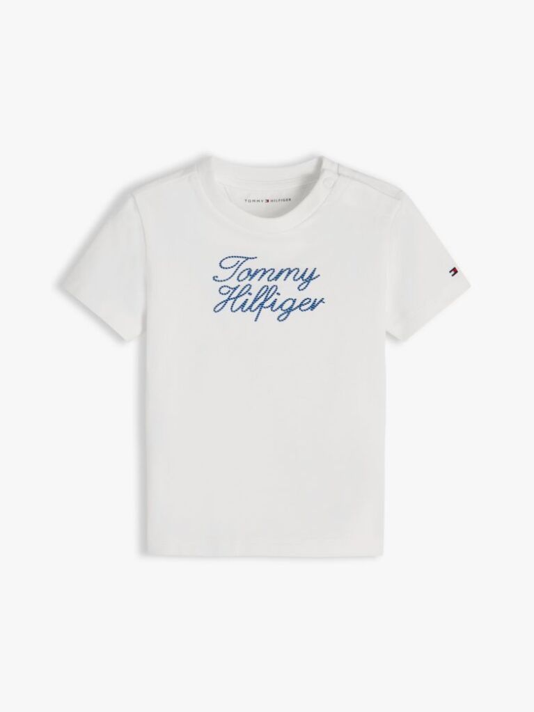 Alb T-Shirt Din Jerseu Cu Logo  Nou nascuti