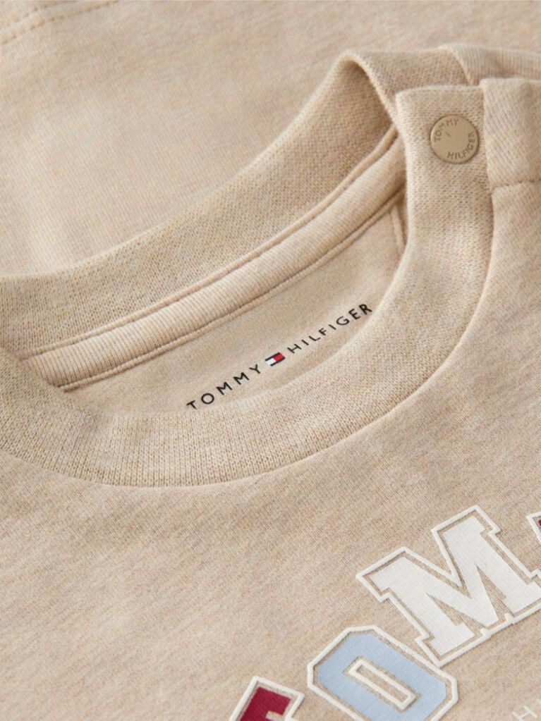 Bej T-Shirt Cu Maneca Lunga Si Logo  Nou nascuti