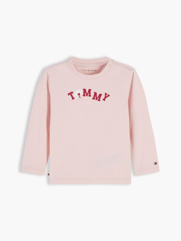 Roz T-Shirt Cu Maneca Lunga Si Logo  Nou nascuti