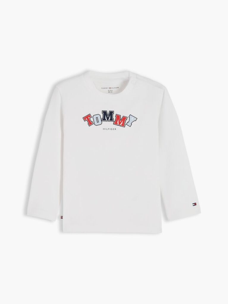 Alb T-Shirt Cu Maneca Lunga Si Logo  Nou nascuti