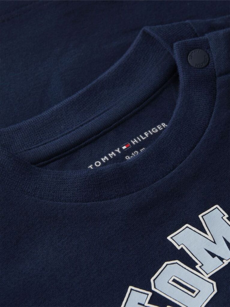 Blue T-Shirt Cu Guler Rotund Si Logo  Nou nascuti