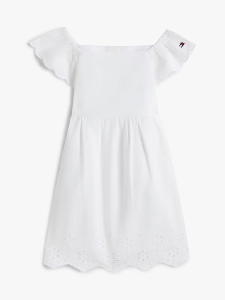 Alb Set Rochie Si Pantaloni Scurti Din Broderie Anglaise  Nou nascuti