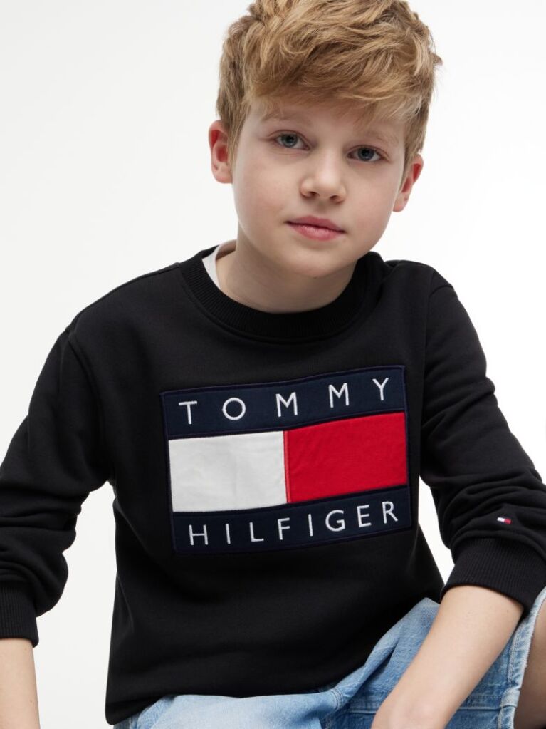 Black Heritage Flag Logo Crew Neck Jumper  Kids Unisex