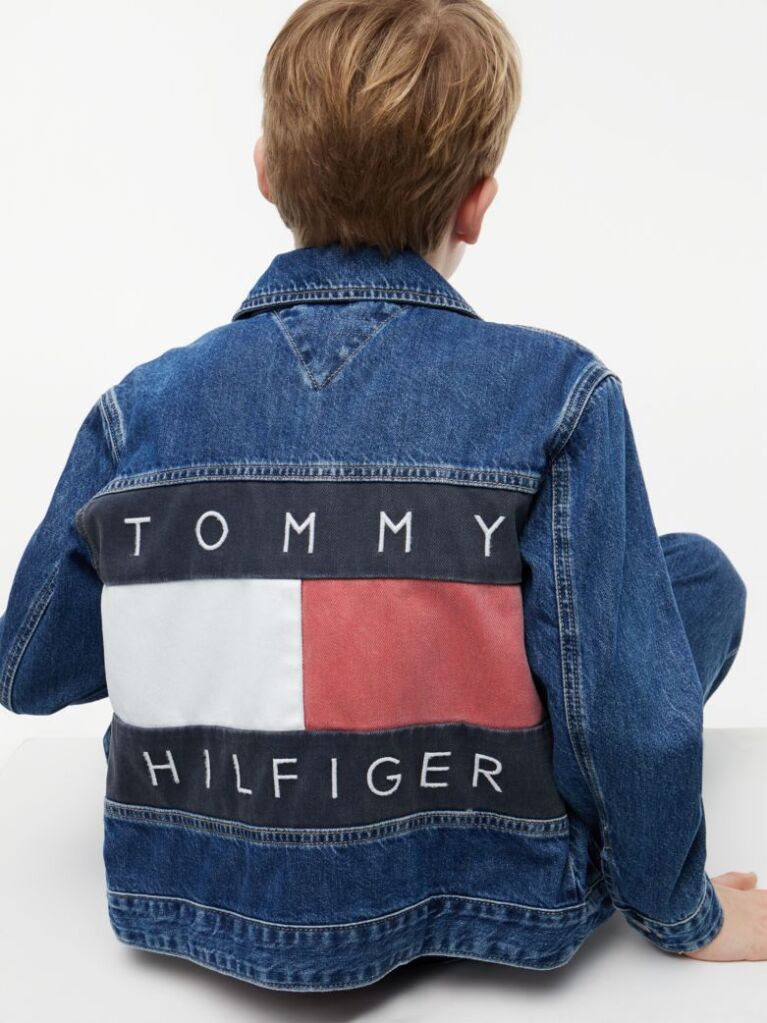 Denim Jacket Trucker Din Denim Cu Flag Pe Spate  Copii unisex