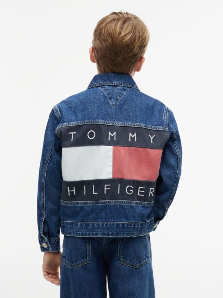 Denim Jacket Trucker Din Denim Cu Flag Pe Spate  Copii unisex