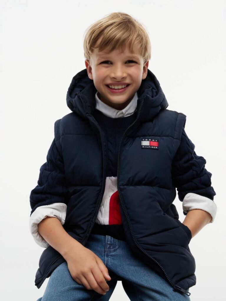 Blue Geaca Puffer Ripstop Cu Logo Pe Spate  Copii unisex
