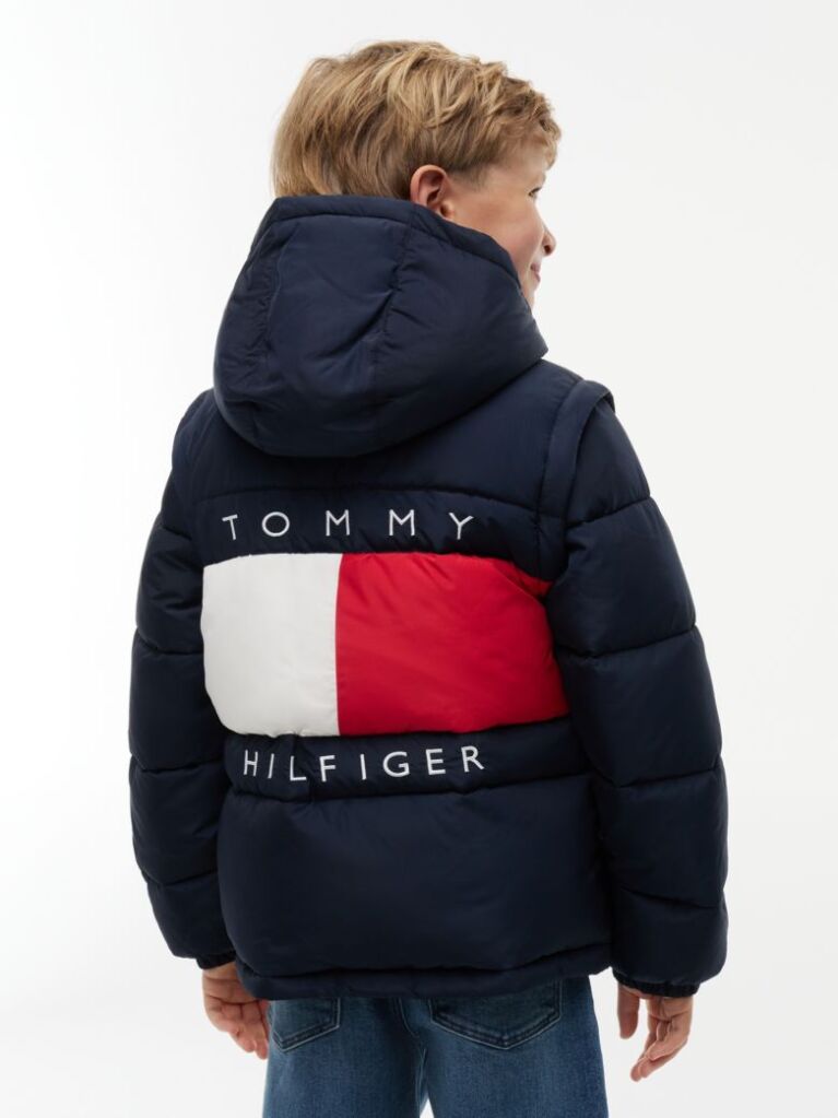 Blue Geaca Puffer Ripstop Cu Logo Pe Spate  Copii unisex