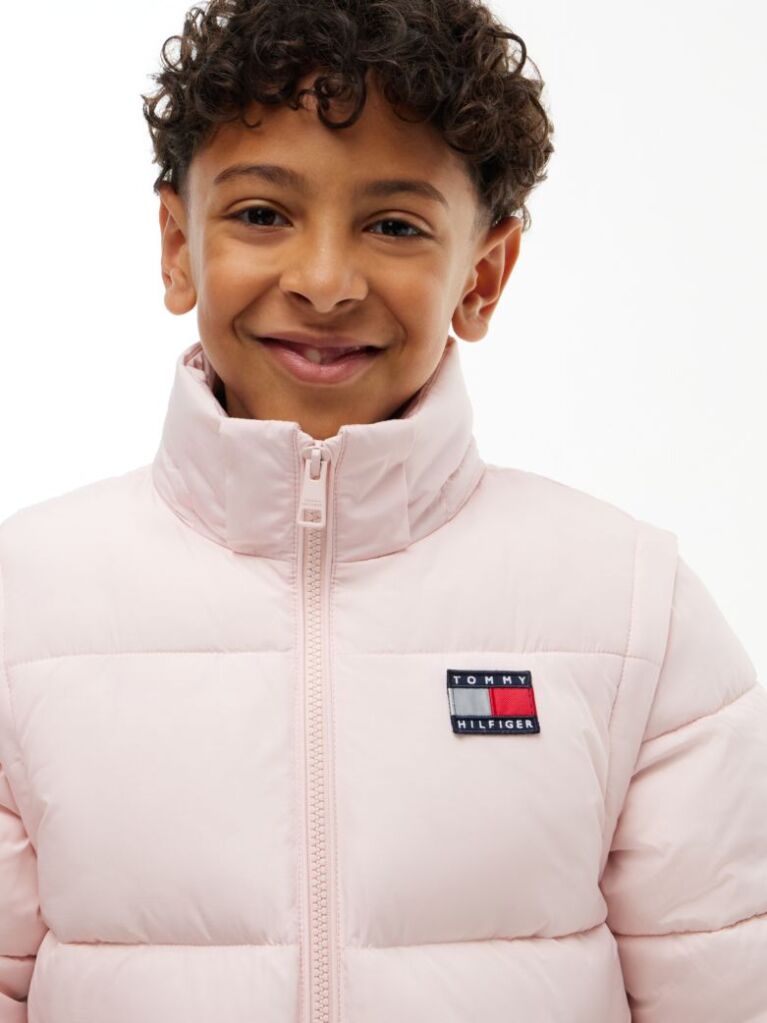 Roz Geaca Puffer Ripstop Cu Logo Pe Spate  Copii unisex