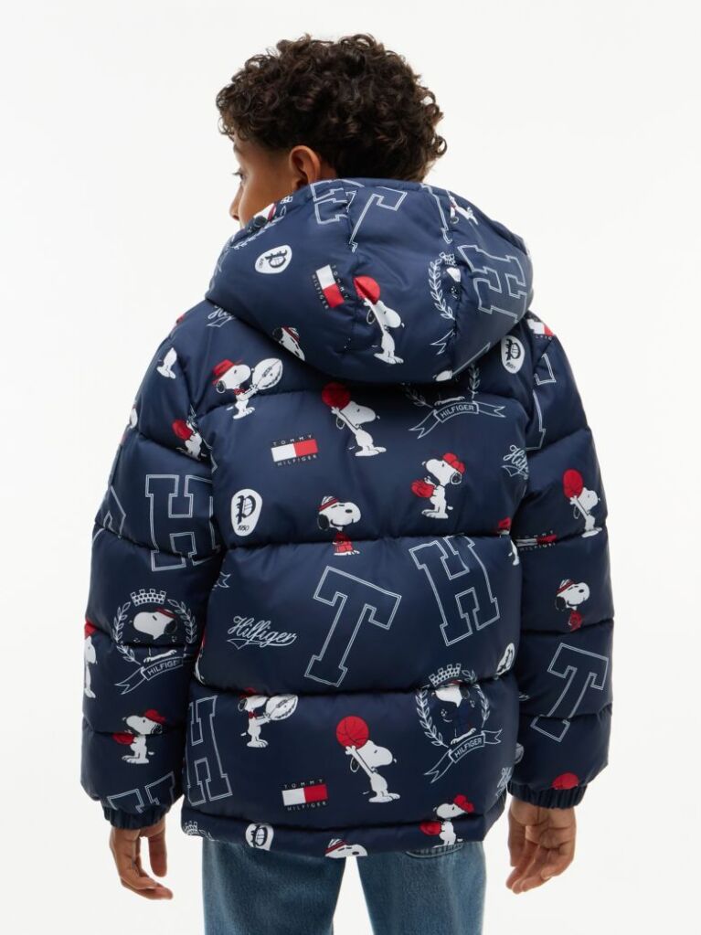 Multi Peanuts® Print Relaxed Hooded Puffer Jacket  Kids Unisex