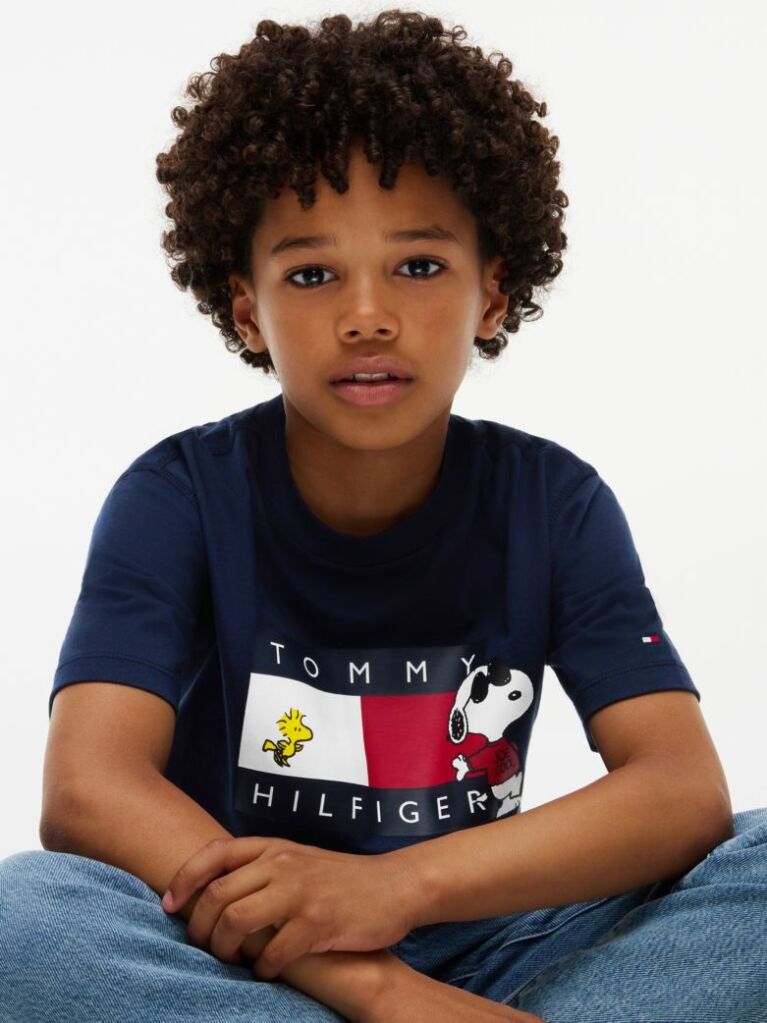 Blue Peanuts® T-Shirt Din Jerseu Cu Steag  Copii unisex
