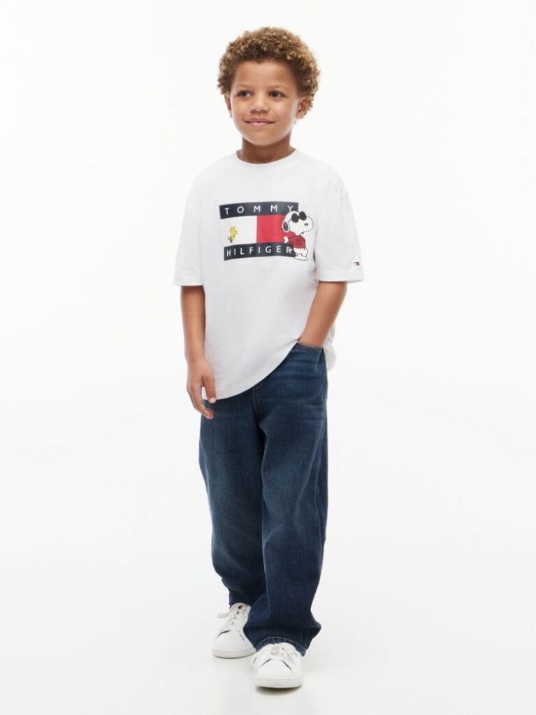 Alb Peanuts® T-Shirt Din Jerseu Cu Steag  Copii unisex