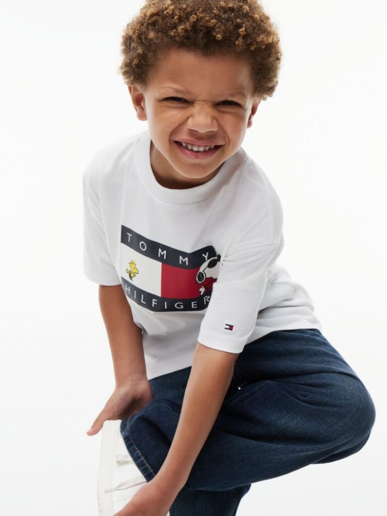Alb Peanuts® T-Shirt Din Jerseu Cu Steag  Copii unisex