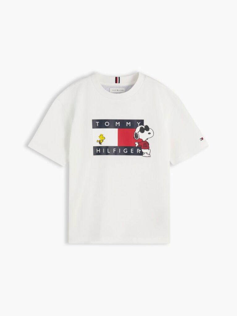 Alb Peanuts® T-Shirt Din Jerseu Cu Steag  Copii unisex