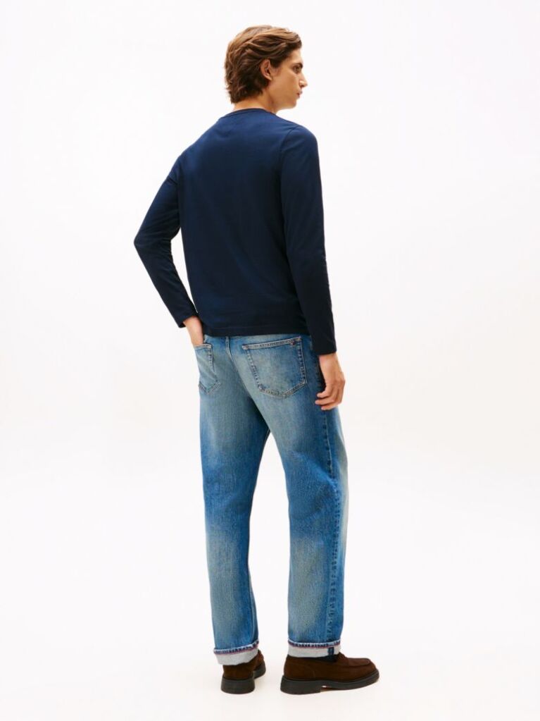 Blue Long Sleeve Slim Fit T-Shirt  Men