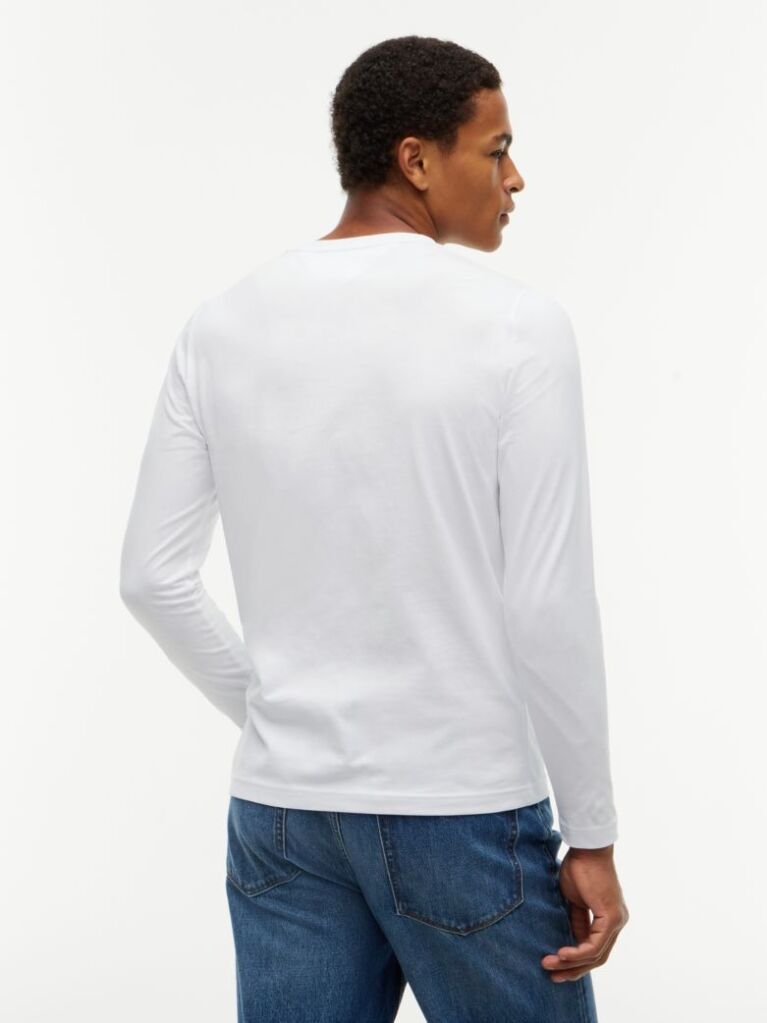Alb Tricou Cu Maneca Lunga Slim Fit  Barbati