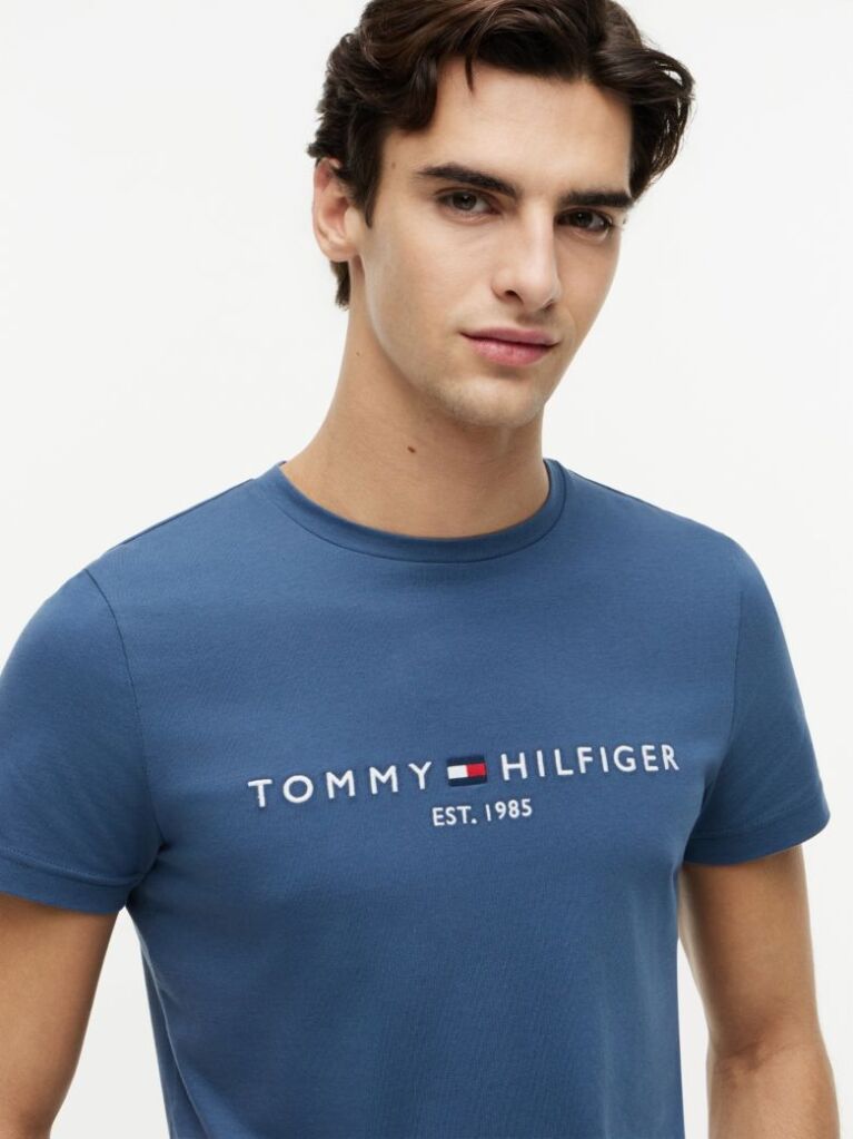 Blue Logo Slim Fit Jersey T-Shirt  Men