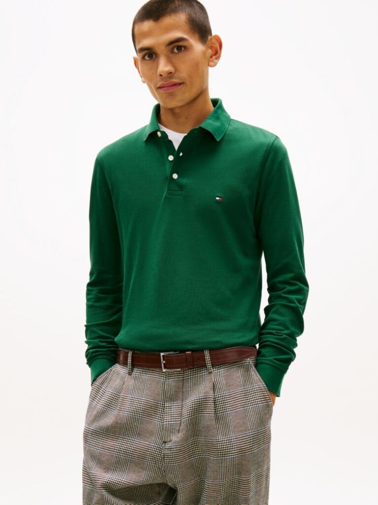Verde Tricou Polo Cu Maneca Lunga 1985 Collection Slim Fit  Barbati