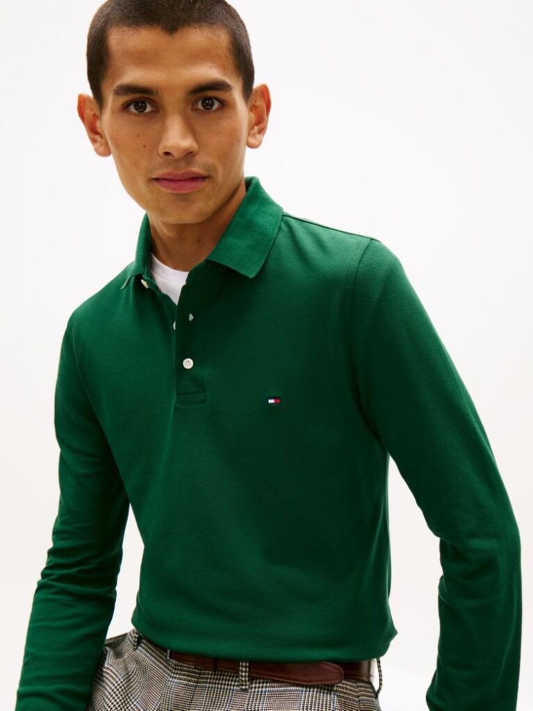 Verde Tricou Polo Cu Maneca Lunga 1985 Collection Slim Fit  Barbati