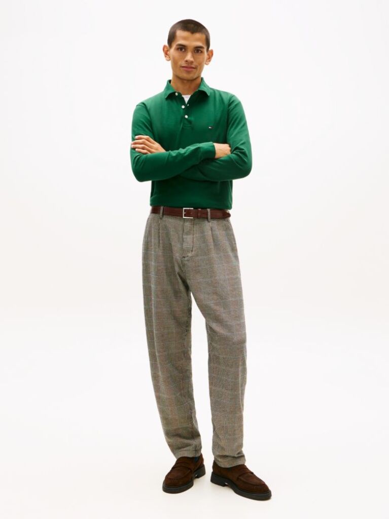 Verde Tricou Polo Cu Maneca Lunga 1985 Collection Slim Fit  Barbati