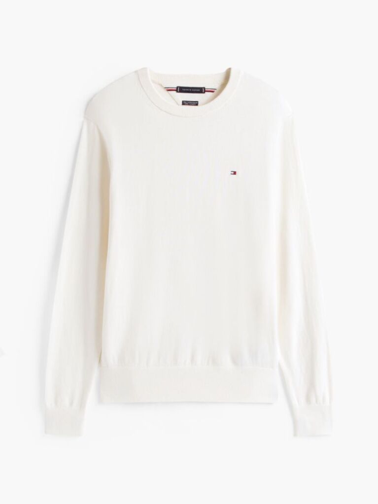 Beige Cotton Cashmere Crew Neck Jumper  Men