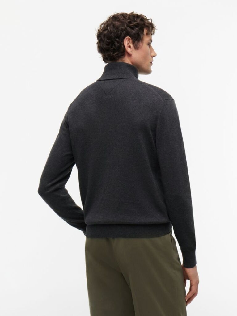 Gri Jumper Din Bumbac Si Casmir Roll Neck  Barbati