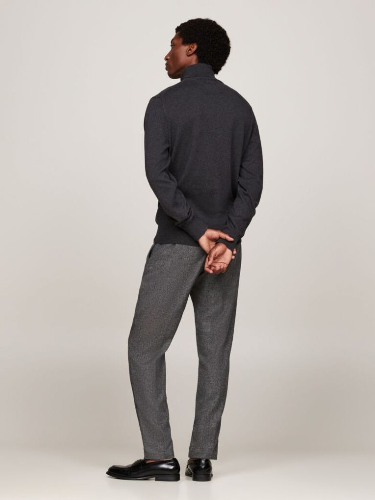 Gri Jumper Din Bumbac Si Casmir Roll Neck  Barbati