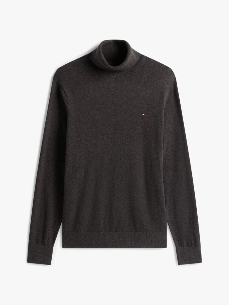 Gri Jumper Din Bumbac Si Casmir Roll Neck  Barbati