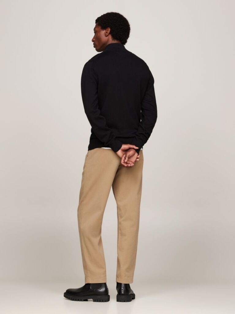 Negru Cardigan Din Bumbac Si Casmir Zip-Thru  Barbati
