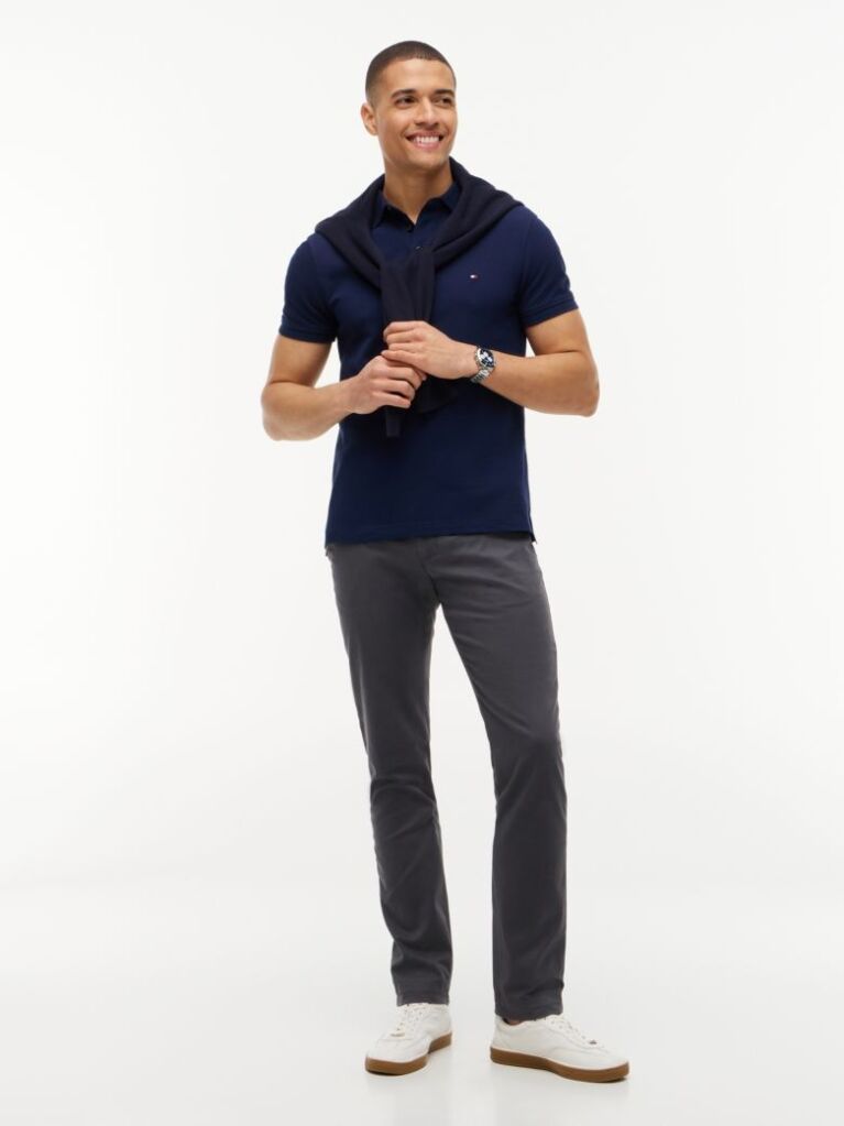 Gri Chinos Din Bumbac Stretch   Barbati