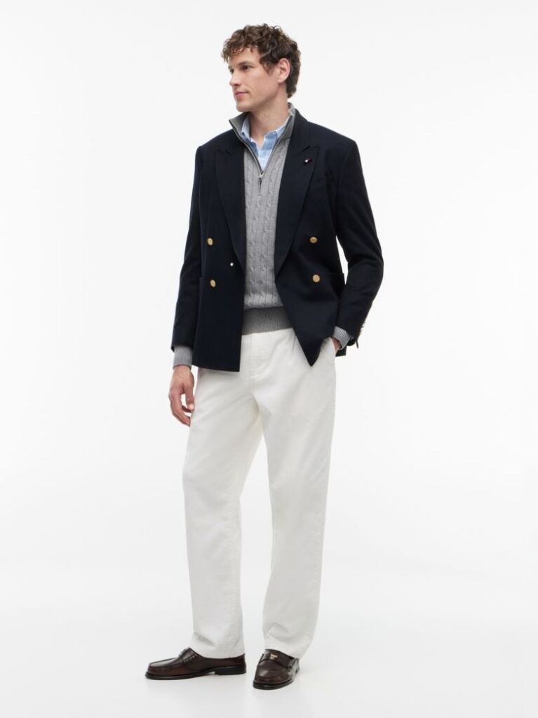 Grey Cable Knit Half-Zip Jumper  Men